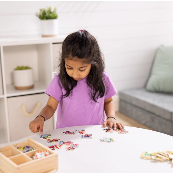 NWT Melissa & Doug wooden puzzles in box vehicles fire truck bus race car train - Picture 2 of 8